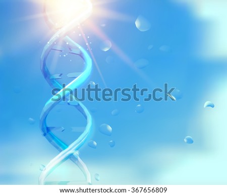 Blue background with DNA. Blue background and abstract molecular connection with DNA molucule. Vector illustration.