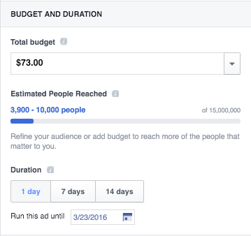 facebook video ad budget