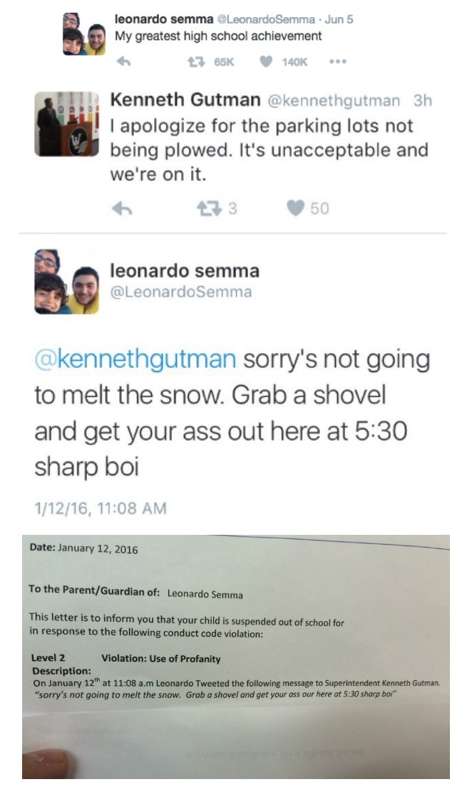 image trolling school Teen Suspended for Trolling His Superintendent on Twitter Goes Viral