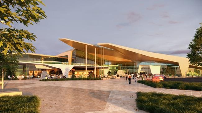 Artist impression of the proposed Gold Coast Airport plaza upgrade. Picture: Cox Architects