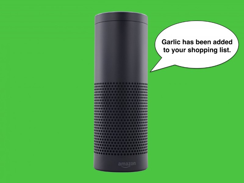 يمكن أيضًا أن يتم طلب إضافة شيئ لقائمة المهام "ToDo list" وذلك عن طريق قولك "Alexa, add garlic to the shopping list"