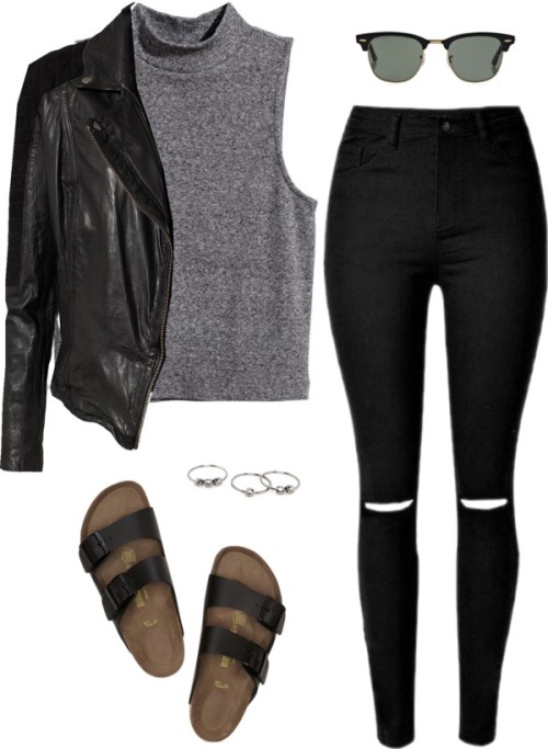 Untitled #507 by pocahontees featuring leather shoesH M crop...