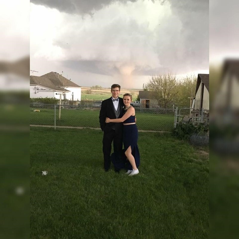 image prom tornado Forget Renting a Limo, These Kids Got a Tornado for Their Prom Pictures