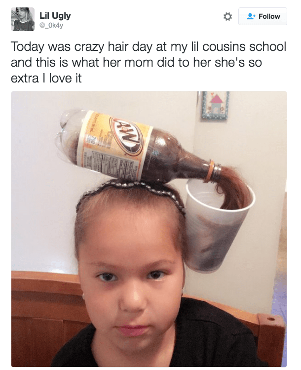 root beer crazy hair day is greatest thing