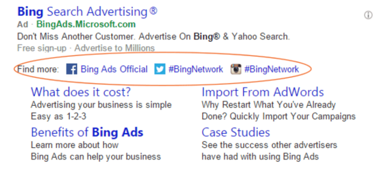 bing ads social extensions