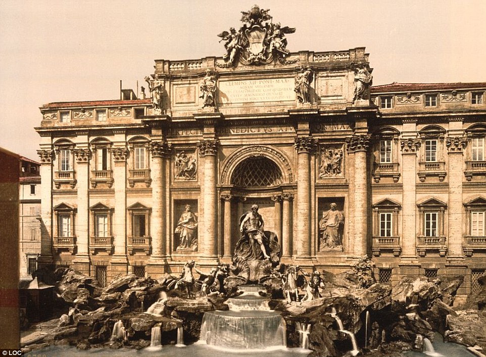 The Fountain of Trevi debuted in 1762, and is a popular place for tourists to toss coins into its waters. Tradition has it that those who do will ensure a return to Rome, with an average of €3,000 being thrown in every day. Its design features the sea-god Oceanus's chariot being led by Tritons with seahorses