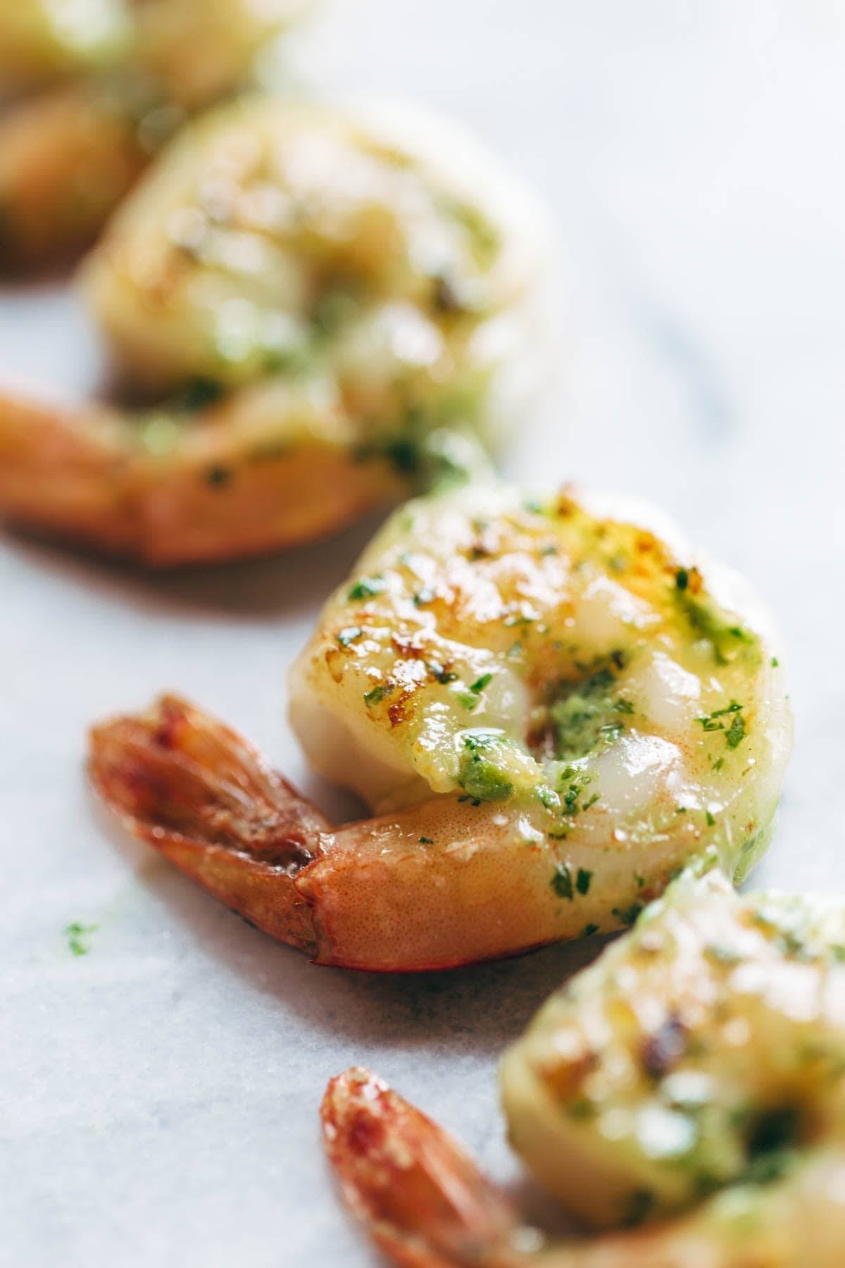 Grilled Shrimp with Avocado Cilantro Dressing | pinchofyum.com