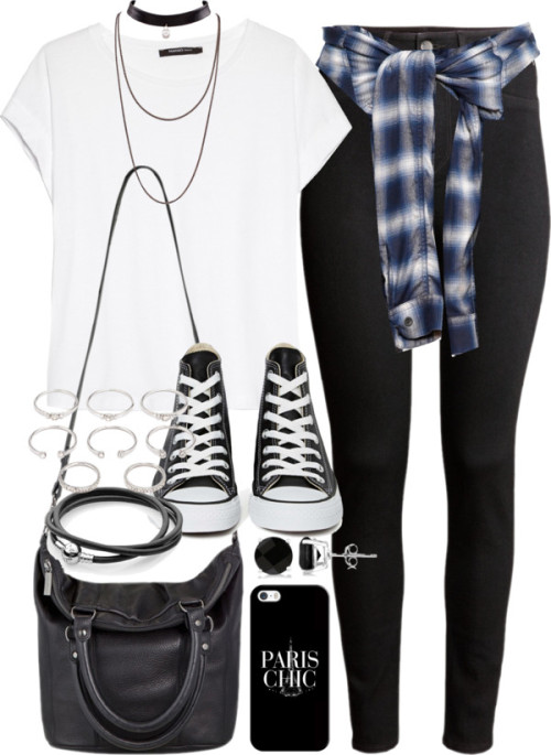 Outfit with a flannel and Converse by ferned featuring a...