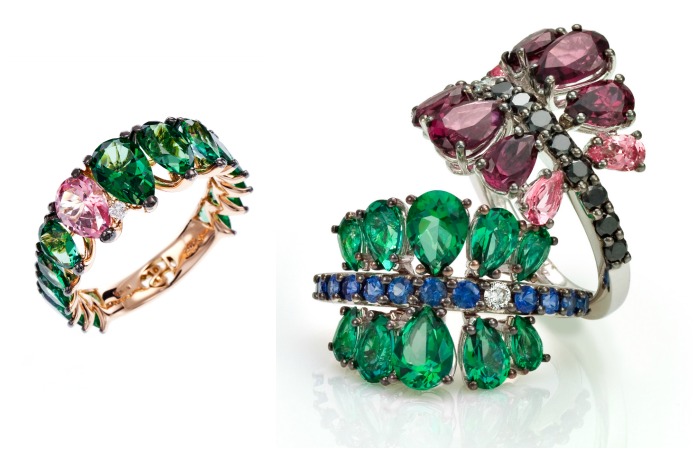 Spectacularly fabulous gold and gemstone cocktail rings from Stefan Hafner's Aria collection.