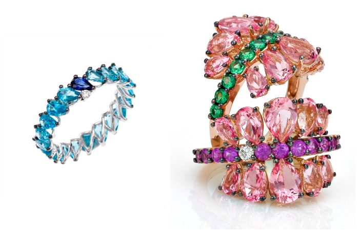 Beautiful gold and colored gemstone rings from the Stefan Hafner Aria collection.
