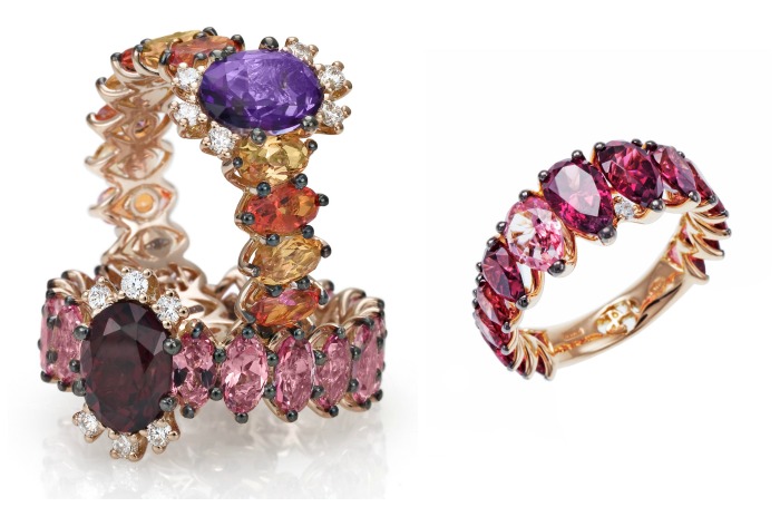 Spectacular gold and gemstone cocktail rings from Stefan Hafner's Aria collection.