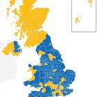 The Brexit votes. Blue is out, yellow is in. [ 475 x 569 ]
