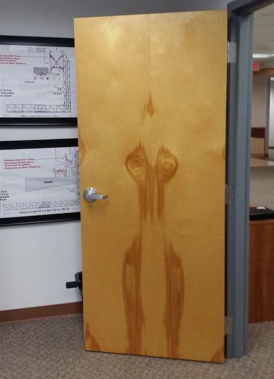 The wood grain on this door looks like a damp woman ran into it