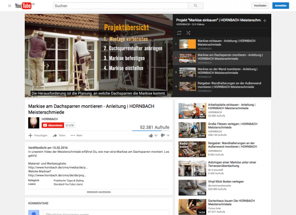 Das Ratgeber-Video von Hornbach hält weiterführende Links für den Nutzer bereit.