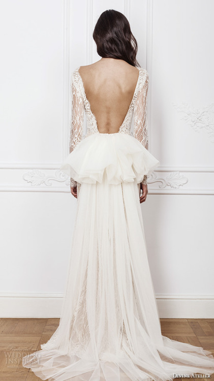 Low back sheath wedding gown (via Divine Atelier 2016 Wedding...