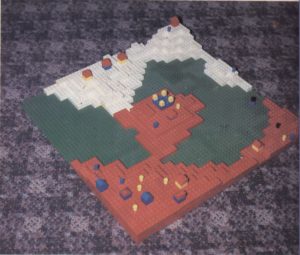 Lego Populous. Bullfrog had so much fun with this implementation of the idea that they seriously discussed trying to turn it into a commercial board game.