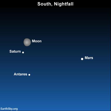 The moon swings close to the ringed planet Saturn on July 15. Read more.