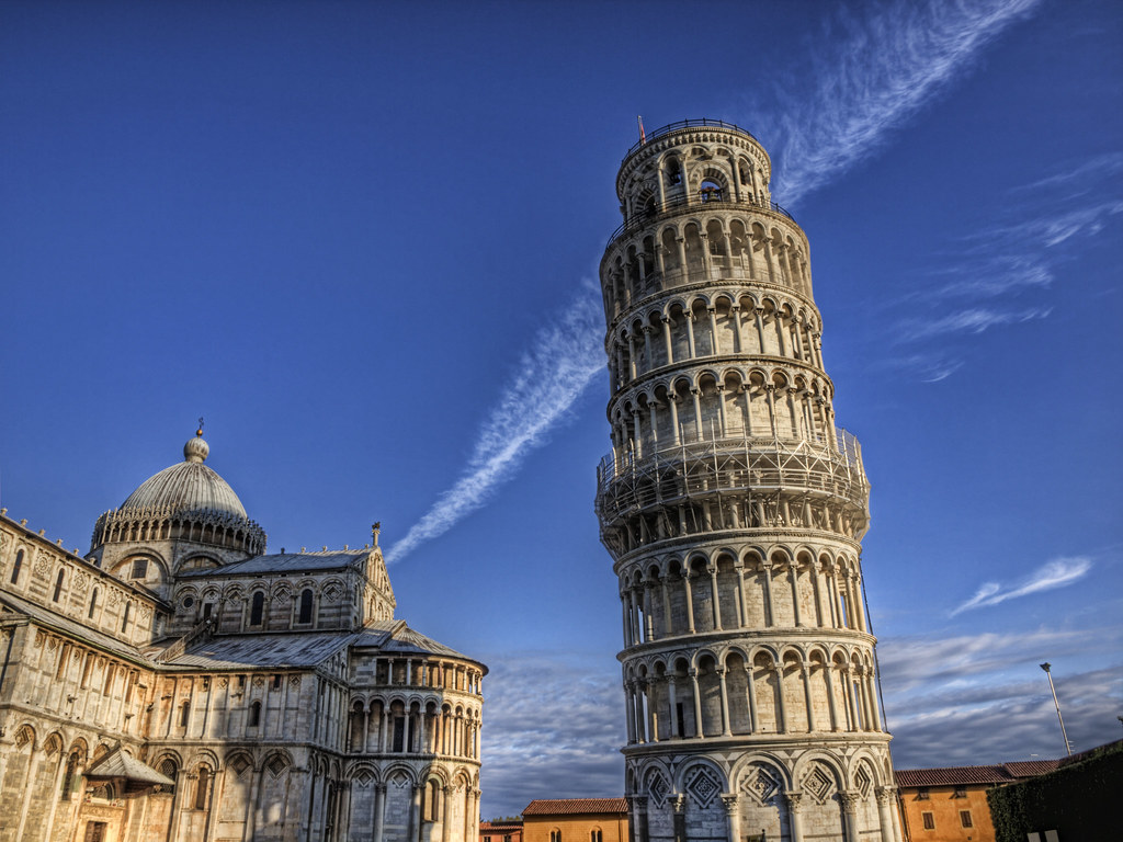 Leaning Tower and Contrail
