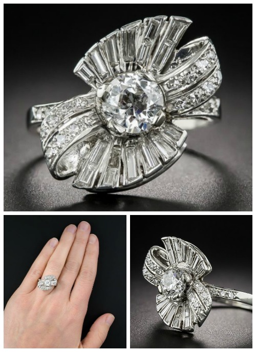 A glorious vintage 1950's diamond bow cocktail ring. At Lang Antiques.