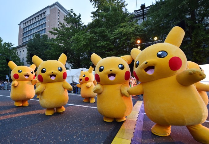 Costumed performers as Pikachu, the popular animation Pokemon series character, perform at the Yokohama Dance Parade in Yokohama on August 2, 2015. The dance began on August 1 and will run for 65 days throughout the city, with more than 200 dance programmes. (Photo: KAZUHIRO NOGI/AFP/Getty Images)