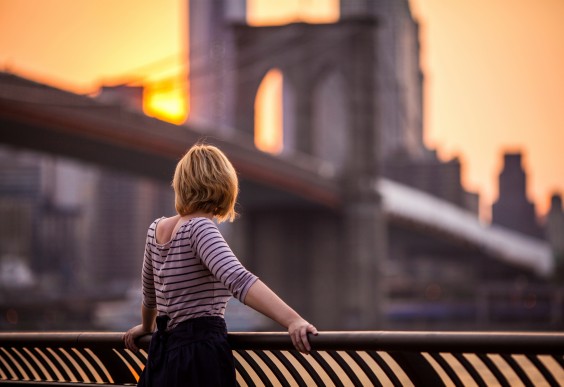 Young Woman by Brooklyn Bridge