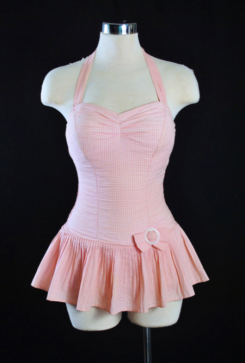 1950s Pink Gingham Swimsuit/ Playsuit 