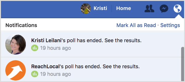 Facebook gif poll results notification