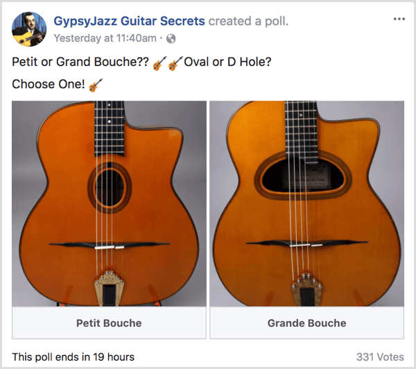 Facebook gif poll gauge audience interests example