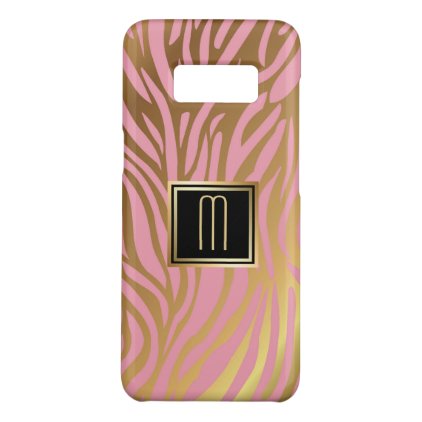 Gold Monogram Pink Tiger Stripe Pattern Case-Mate Samsung Galaxy S8 Case