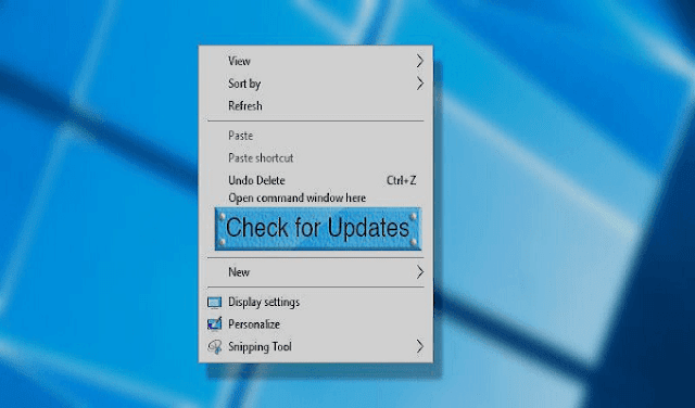 أضف تحديث الوندوز Check for Updates إلى قائمة الزر الأيمن للماوس على سطح مكتب حاسوبك