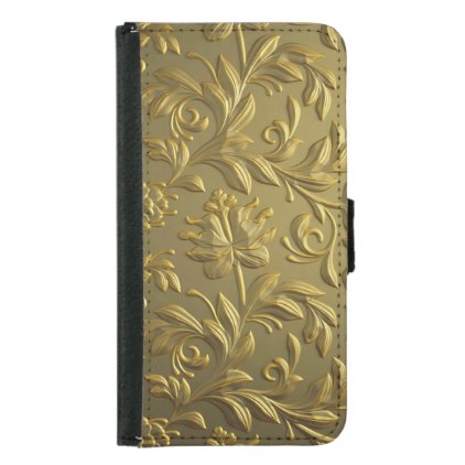 vintage,floral,gold,elegant,chic,beautiful,antique wallet phone case for samsung galaxy s5
