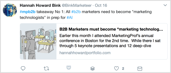 live blogging marketing profs b2b marketing forum twitter example