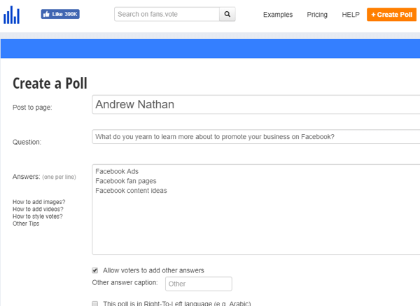 A Facebook poll is one way to ask your target audience what information is valuable to them.