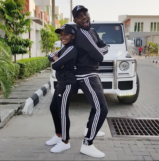 AY Makun and daughter rock matching outfits