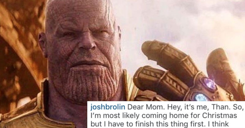 Josh Brolin shares a funny Instagram post about Thanos writing an imaginary letter to his mom that triggers Ryan Reynolds.