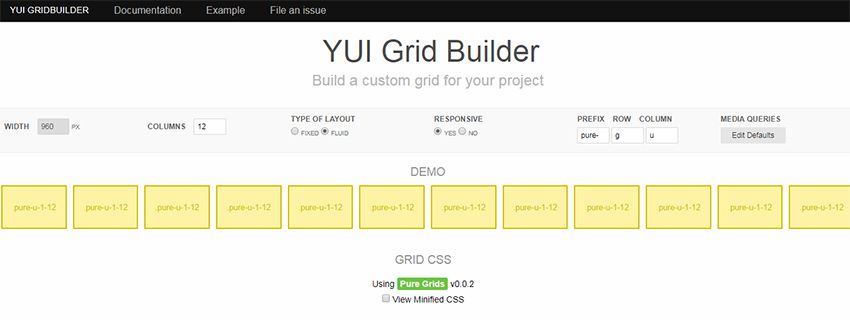 yui grid builder