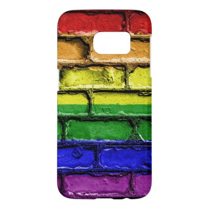 Colorful LGBT rainbow pride flag brick wall Samsung Galaxy S7 Case