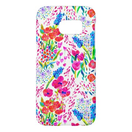 Cute colorful watercolor flowers pattern samsung galaxy s7 case