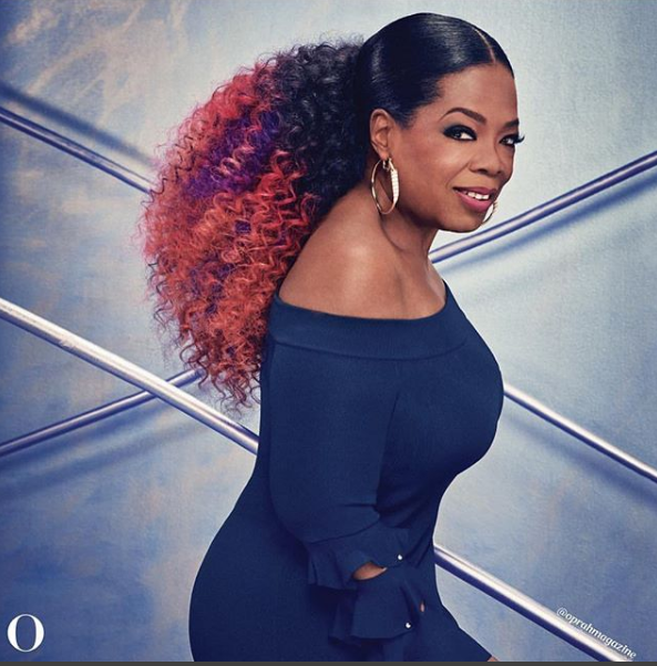 Oprah Winfrey looks gorgeous in multi-coloured hair