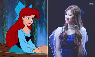 Sana's visual during Likey promotions that represents Disney's princesses