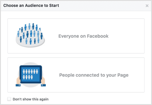 Facebook Audience Insights choose audience to start