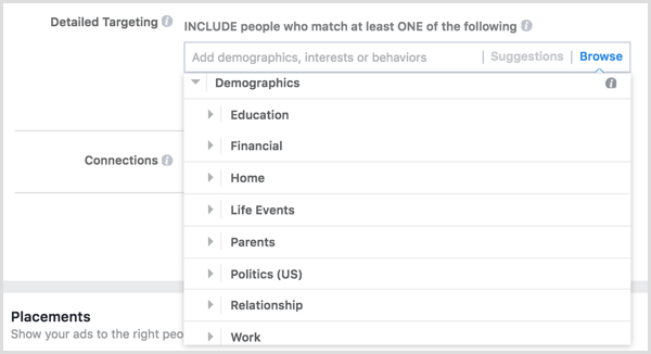 Facebook ad targeting demographics