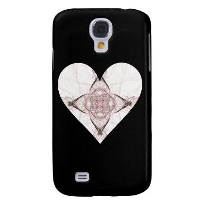 Pink Fractal Heart on Black Samsung Galaxy S4 Cover