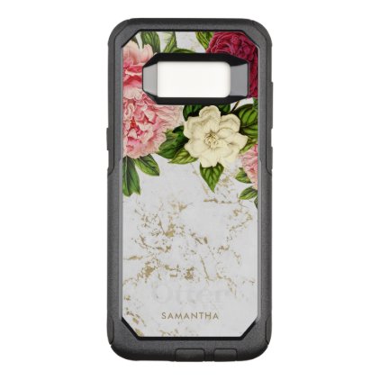 Vintage Floral Gold Marble Custom OtterBox Commuter Samsung Galaxy S8 Case