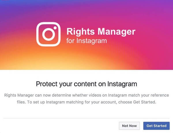 Instagram appears to have enabled Rights Manager for Instagram.