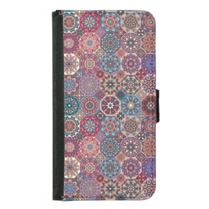 Vintage patchwork with floral mandala elements wallet phone case for samsung galaxy s5