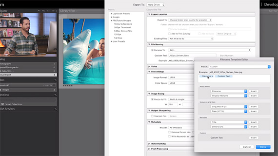 using Lightroom presets to export files