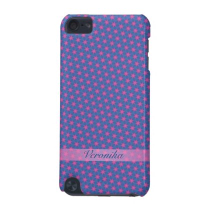 Pink stars on a blue background iPod touch (5th generation) case