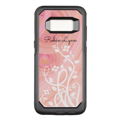 Peach and Pink Spirals | White Vines and Flowers OtterBox Commuter Samsung Galaxy S8 Case