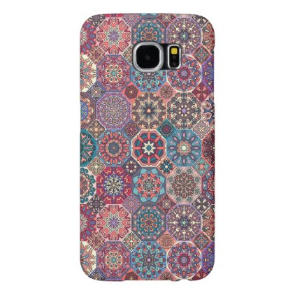 Vintage patchwork with floral mandala elements samsung galaxy s6 case